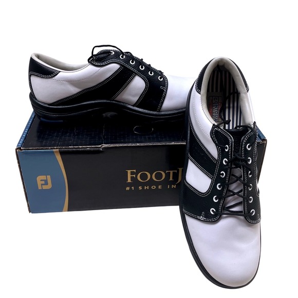 FootJoy Contour Series Mens Golf Shoes 9.5 M Black White Leather 28391 94102 main image 8